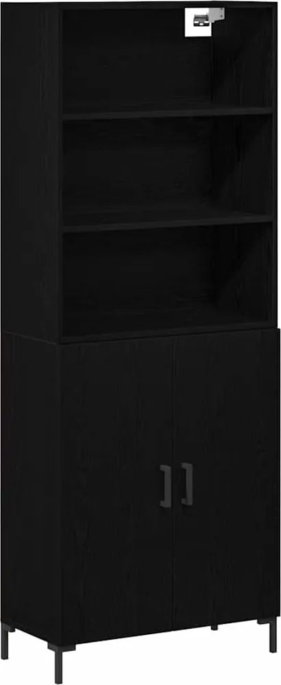 vidaXL Magasfiú Fekete tölgy 69,5 x 34 x 180 cm Faanyag