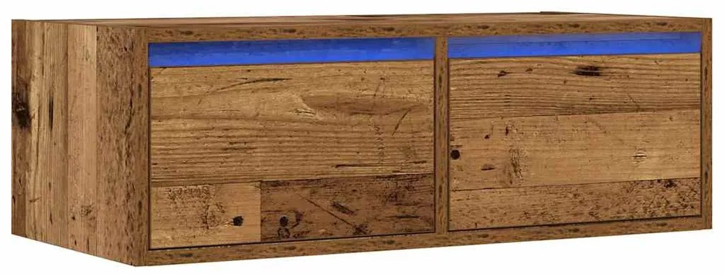 TV szekrény LED világítással régi fa 75x35,5x25 cm