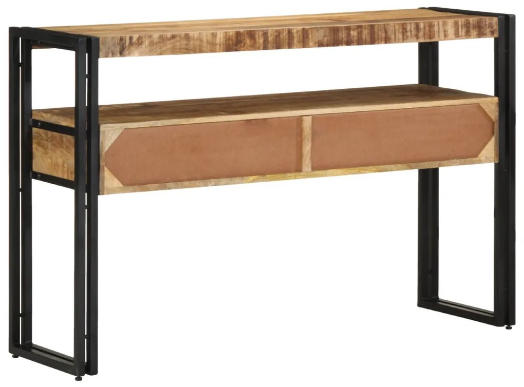 Fekete Asztalok 120x33x75 cm Tömör Mangófából és Fémből