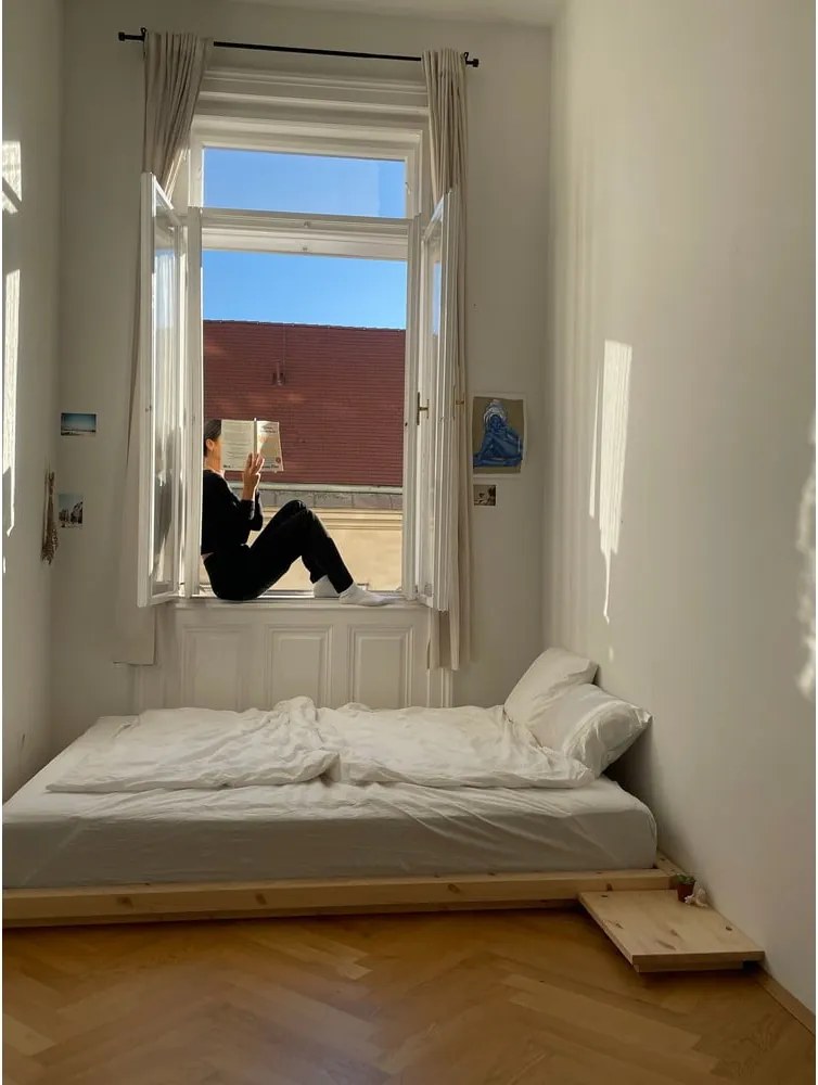 Natúr színű borovi fenyő egyszemélyes ágy ágytámla nélkül, ágyráccsal 90x200 cm Dock – Karup