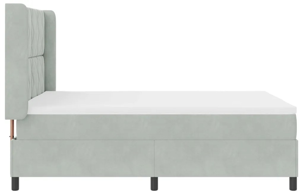 Boxspring Ágy Matrac Különleges Világosszürke 140x200 cm Bársony