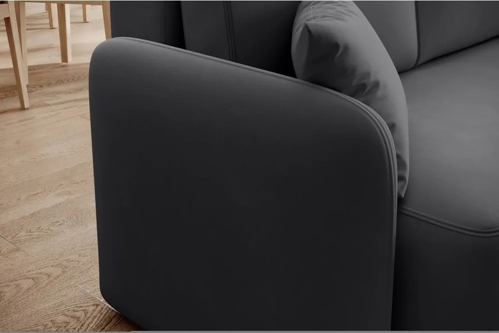 Szürkésbarna bársony kinyitható-tárolóhelyes sarokkanapé (jobb oldali-heverő résszel) Hadson – ELTAP