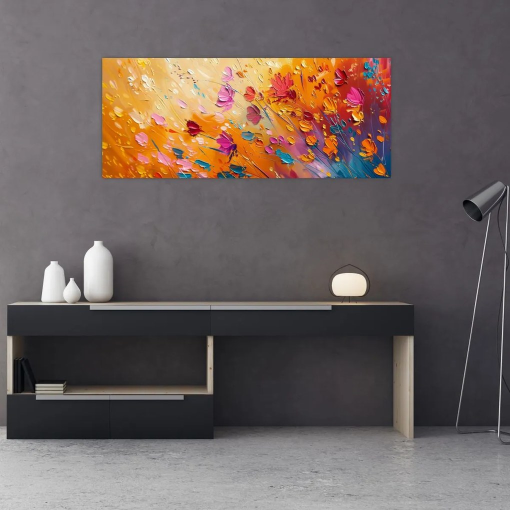 Kép - Színes virágok festése (120x50 cm)