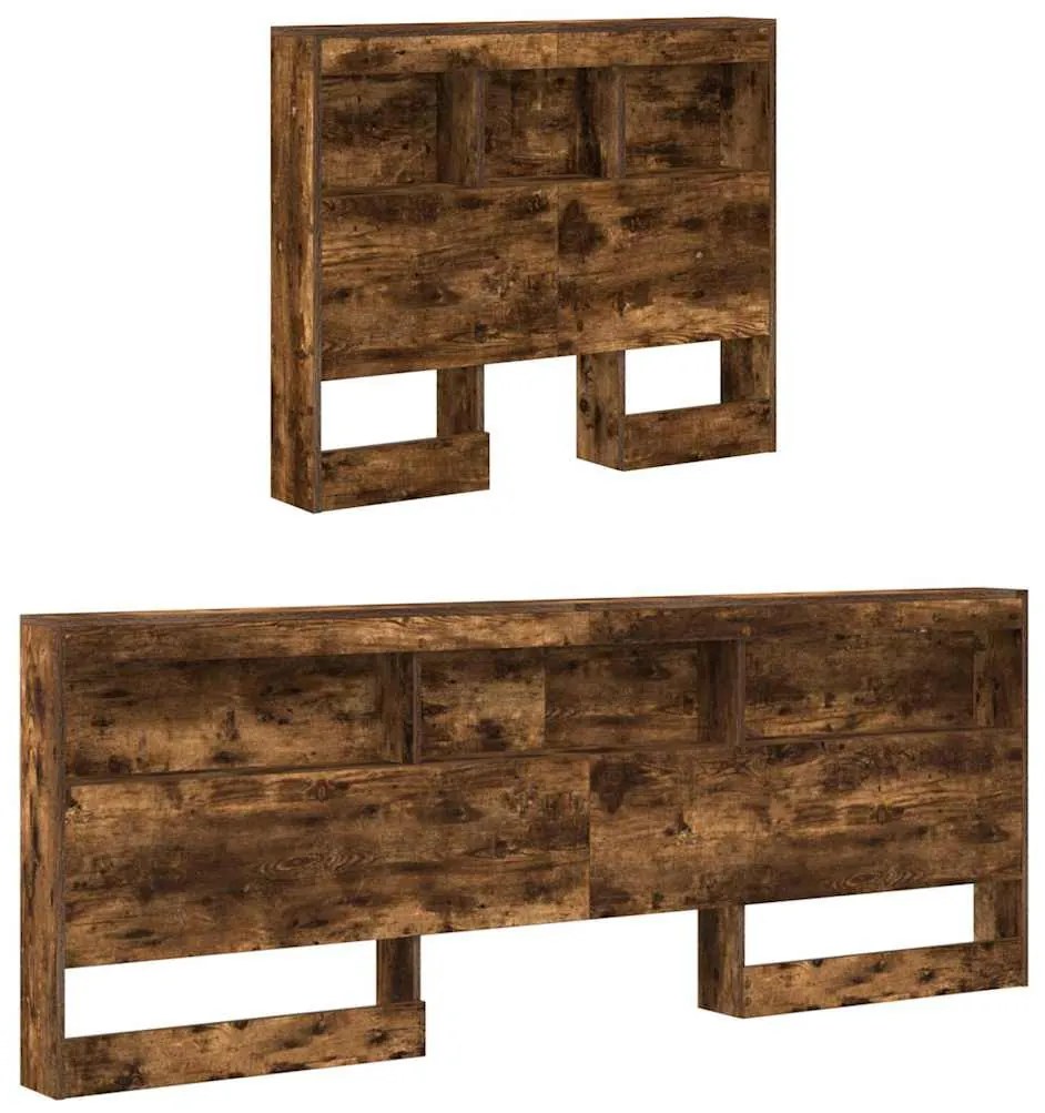 Tároló fejtámla polcokkal tárolóval Füstölt tölgy 80 cm Faanyag