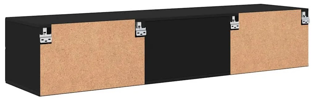 TV szekrény fiókkal polcokkal Fekete 150 x 39 x 30 cm Faanyag