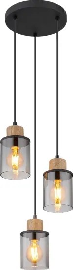 Globo 15707-3HR - Csillár zsinóron REID 3xE27/15W/230V átm. 27 cm tölgy