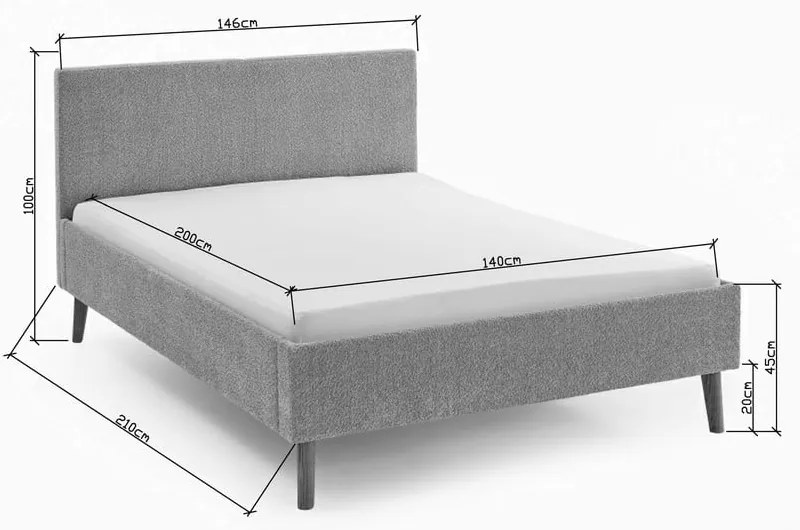 Fehér-krémszínű kárpitozott franciaágy ágyrács nélkül 140x200 cm Leira – Meise Möbel