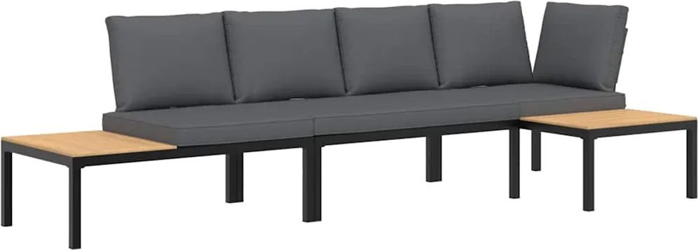 vidaXL 3 részes fekete alumínium kerti ülőgarnitúra párnával