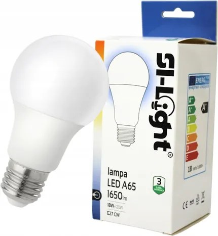 Led Fényforrás Izzó E27 18W A65 6400K Hideg Szín 1650lm