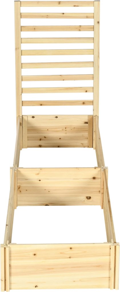 Outsunny Nagy Kültéri Fa Virágtartó Trellisszel Mászó Növényekhez és 2 Emelt Ültetődobozzal Teraszra, Erkélyre 230x60x110 cm Természetes | Aosom