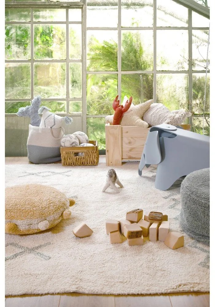 Kék-krémszínű mosható kézi szövésű pamut szőnyeg 170x240 cm Atlas Natural – Lorena Canals