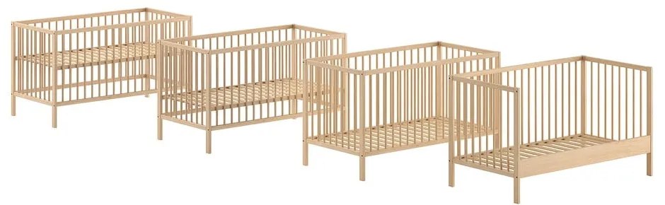 Natúr színű borovi fenyő babaágy 70x140 cm DINO – Vipack