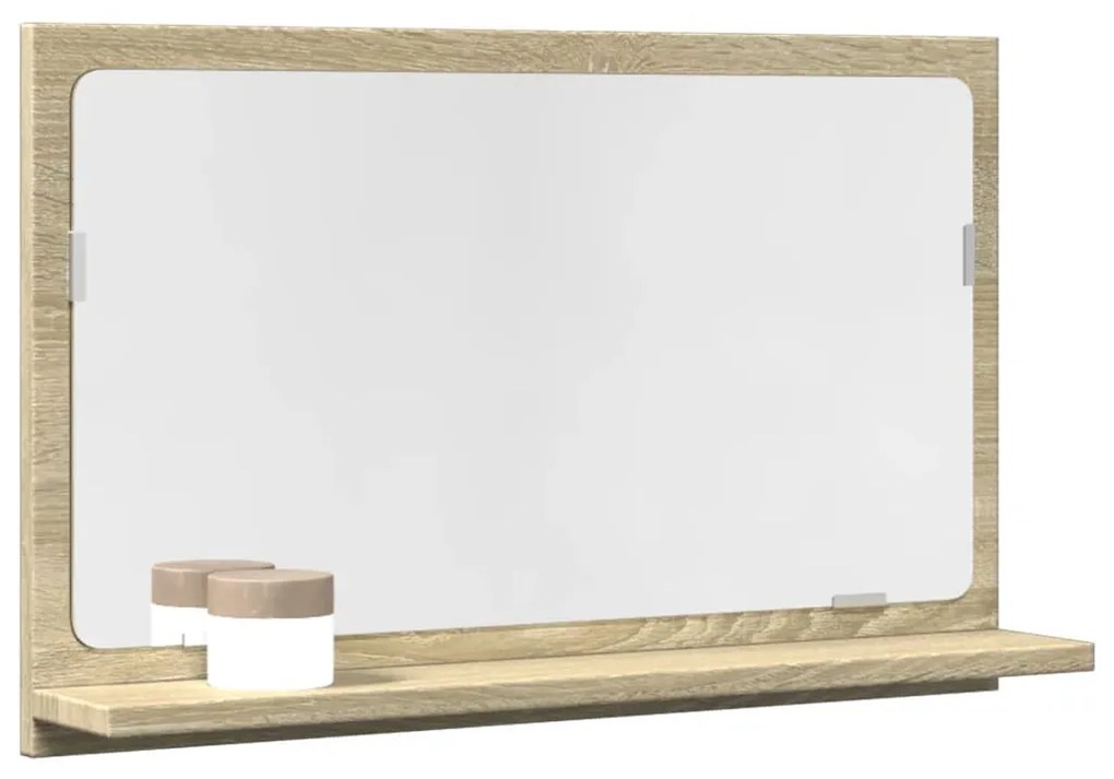 sonoma tölgy szerelt fa tükrös fürdőszobaszekrény 60x11x37 cm