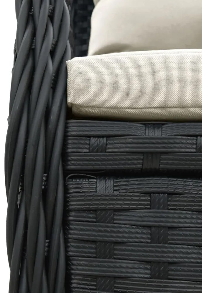 2 db fekete polyrattan dönthető kerti szék