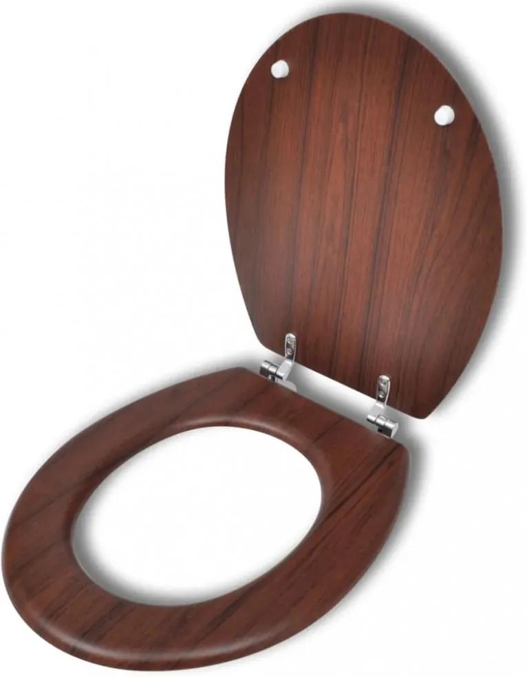 Lassan csukódó egyszerű tervezésű barna mdf wc-ülőke