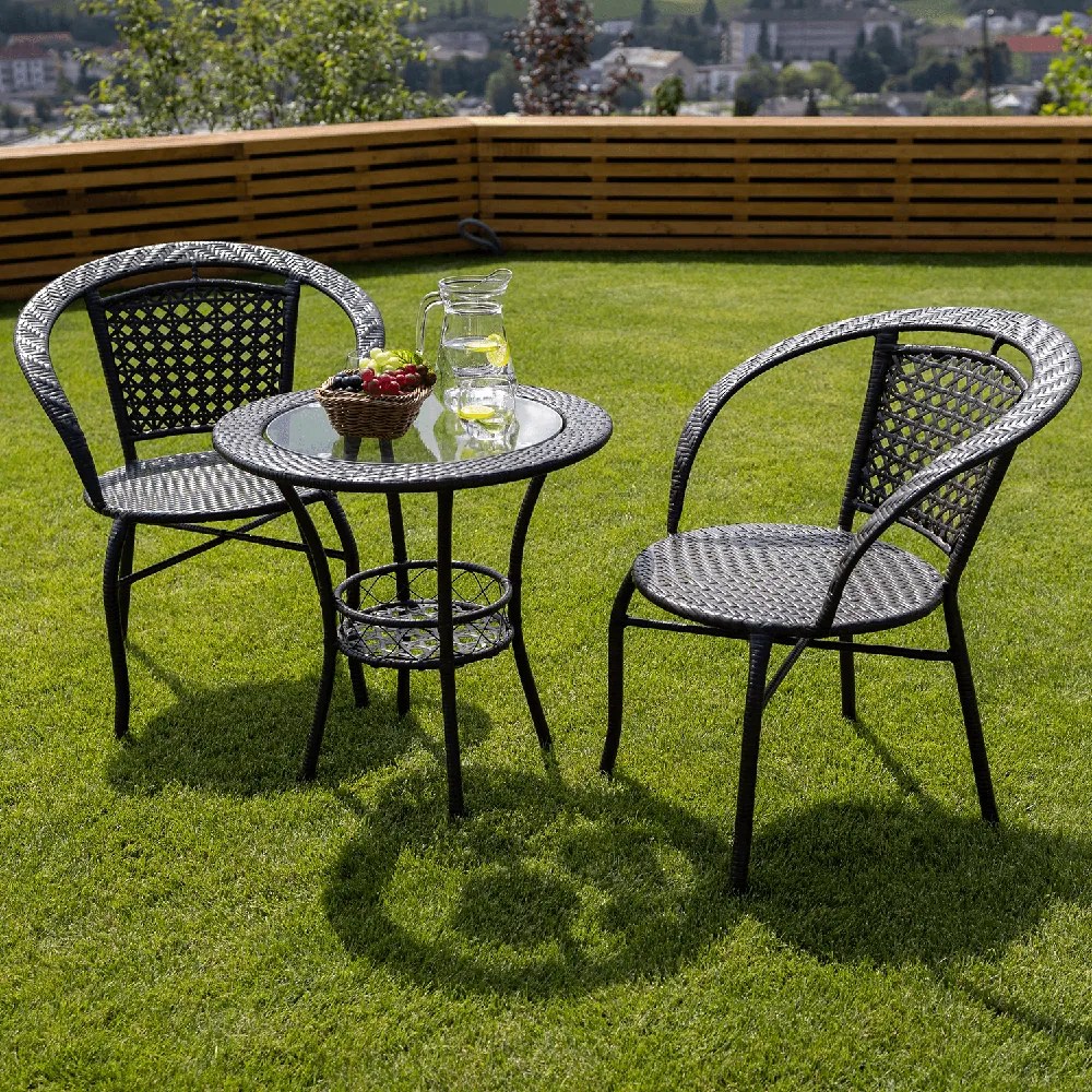 Kerti rattan szett 1+2, barna, LASAN