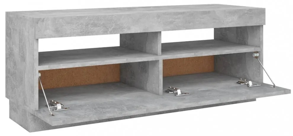 betonszürke TV-szekrény LED-lámpákkal 100 x 35 x 40 cm