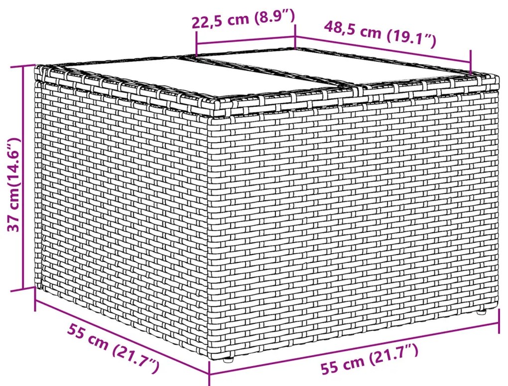 Kerti Kanapé Szett 8 pcs Barna 55 x 55 x 37 cm Poli rattan