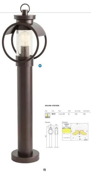 Redo 9573 - Kültéri lámpa COMPASS 1xE27/42W/230V IP33