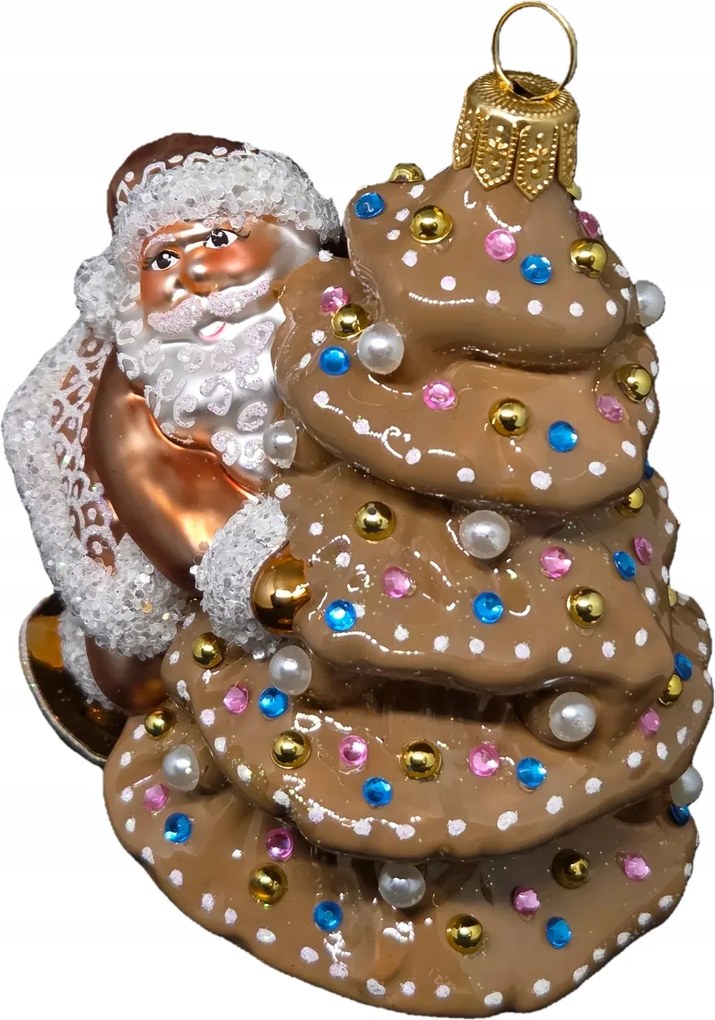 Arany Mikulás kollekció gyöngyház karácsonyfával Üveggömb