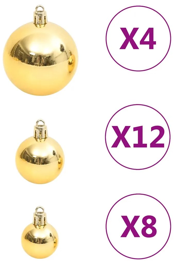 111 részes aranyszínű polisztirol karácsonyi gömb szett