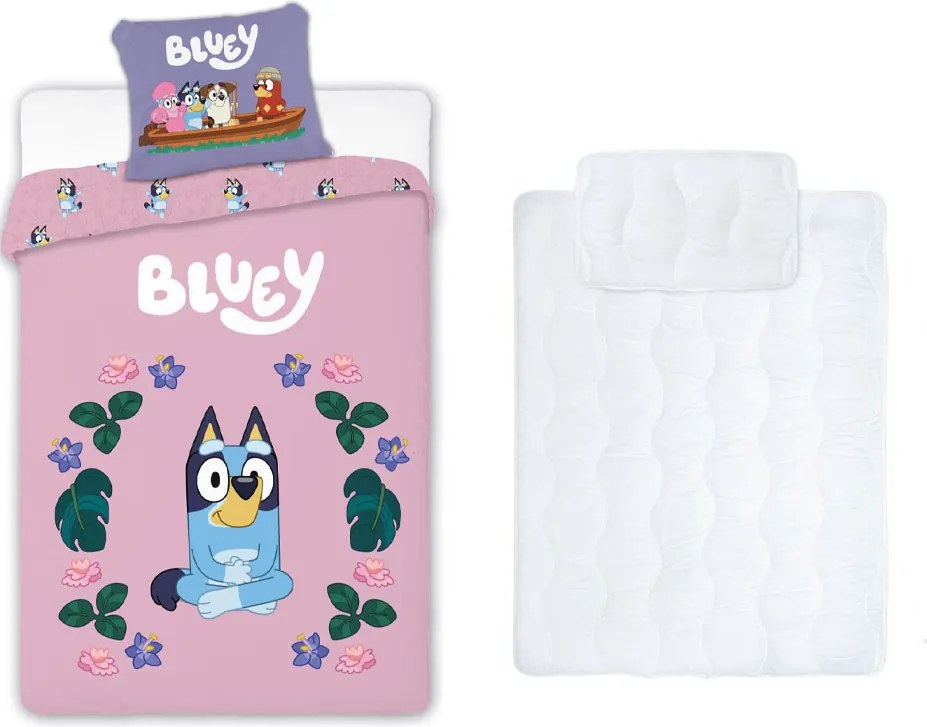 Bluey Blossom gyerek, ovis ágyneműhuzat és paplan/párna szett 100x135 cm 40x60 cm