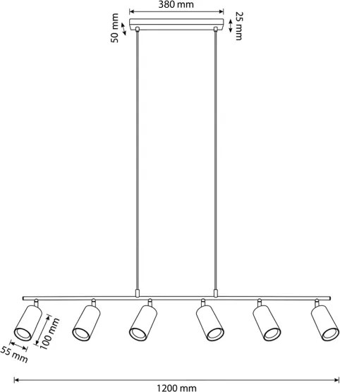 BRILAGI - Kábelre függesztett csillár SELE 6xGU10/30W/230V fekete
