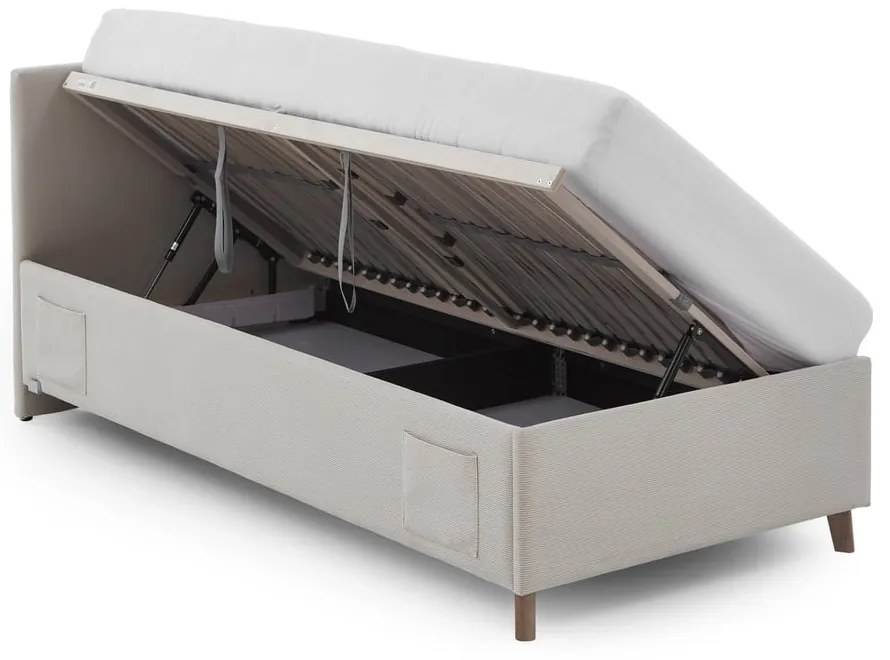 Bézs kárpitozott ágyneműtartós gyerekágy ágyráccsal 90x200 cm Cool – Meise Möbel