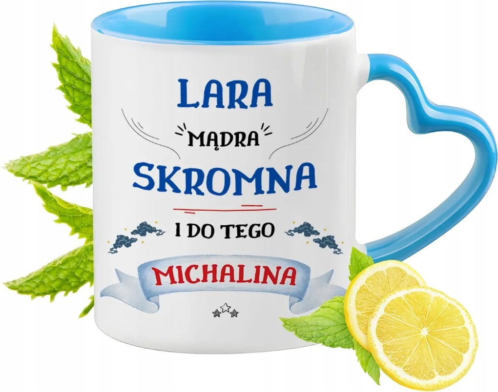 Michalina Kék Bögre Szív Alakú Füllel Kávé Ajándék