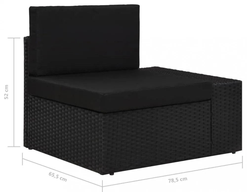 fekete polyrattan sarokkanapé-elem bal oldali karfával