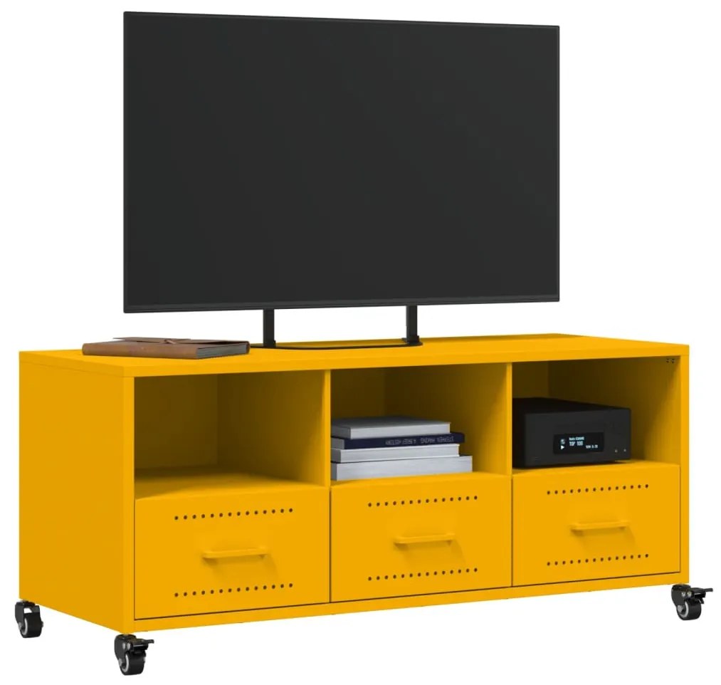 mustársárga acél TV-szekrény 100,5 x 39 x 43,5 cm