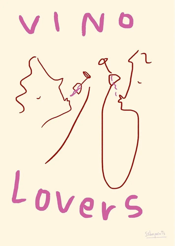 Poszter 50x70 cm Vino Lovers – Ruby Hughes – The Poster Club