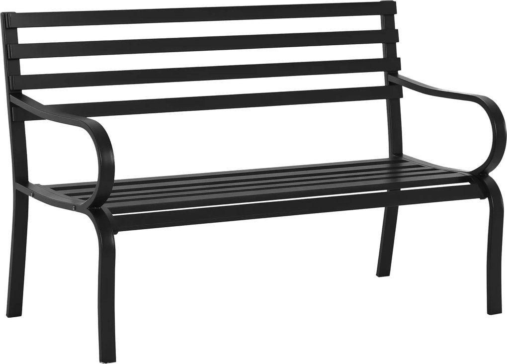 Outsunny 2-Személyes Kerti Pad 240kg Teherbírású Kerti Bútor Kültéri és Beltéri Használatra 127 x 58 x 82 cm Fekete | Aosom