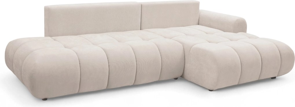 Lutario L II jobb oldali sarokkanapé ágyneműfunkcióval - bézs Venice 2026 vízlepergető szövet