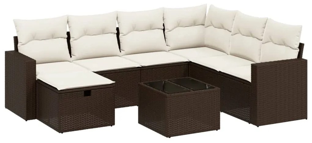 8 részes barna polyrattan kerti ülőgarnitúra párnákkal