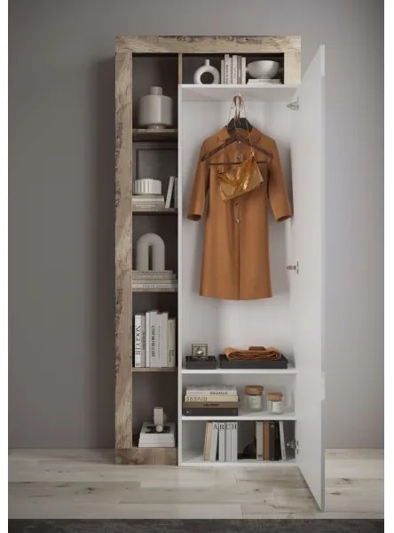 LENOR gardróbszekrény 91x209 cm fehér/barna