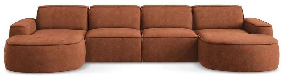 Terrakotta színű zsenília sarokkanapé (U alakú) Omao – Makamii