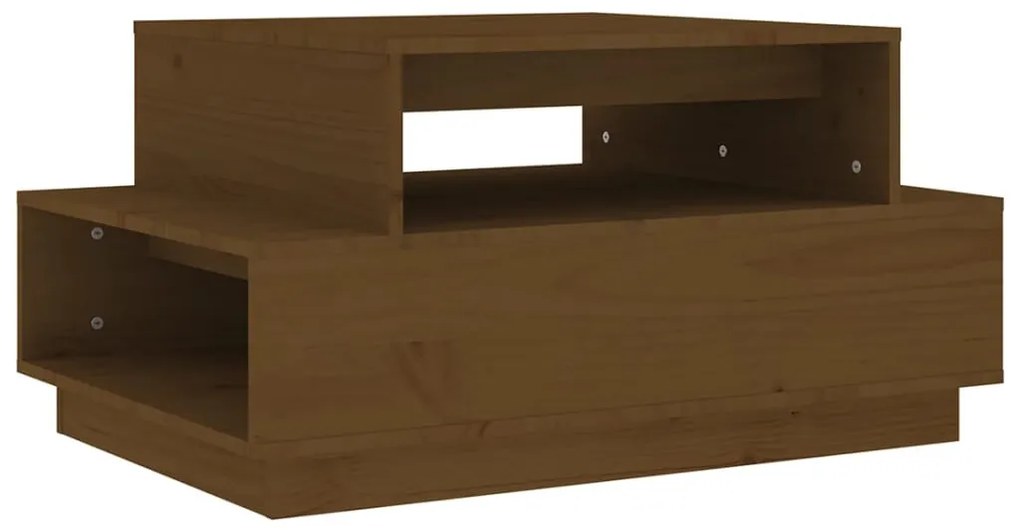 Mézbarna tömör fenyőfa dohányzóasztal 80x55x40,5 cm