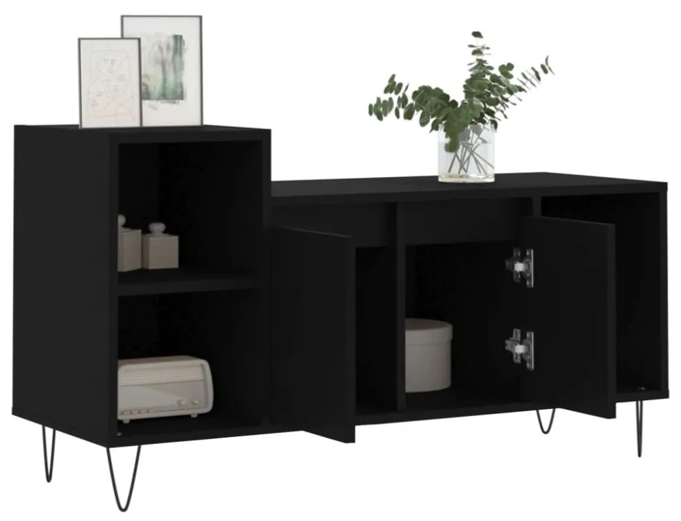 fekete szerelt fa TV-szekrény 100x35x55 cm