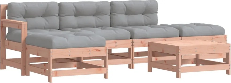 vidaXL 6 részes tömör duglászfenyő kerti társalgószett párnákkal