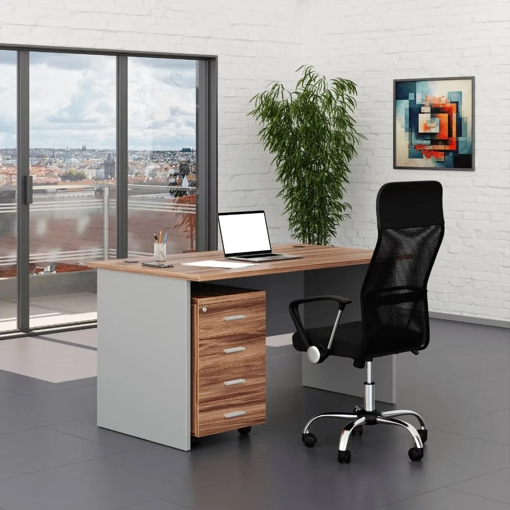 Irodabútor garnitúra SimpleOffice 1, 140 cm, dió / szürke