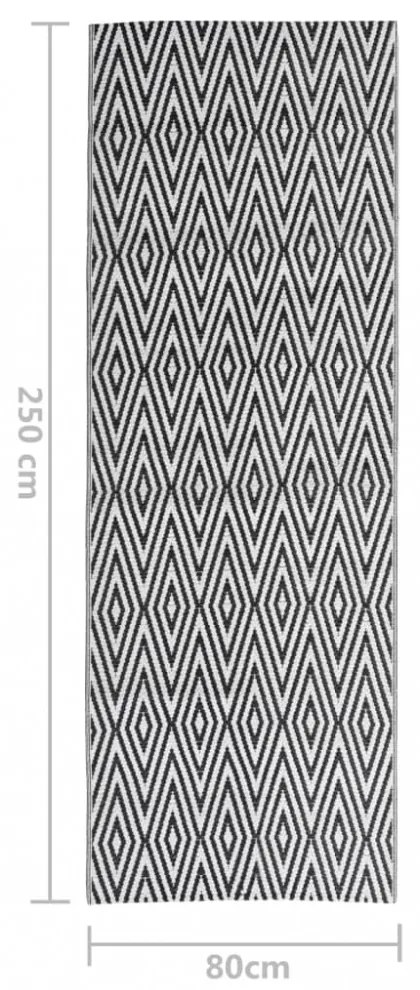 kültéri szőnyeg ARAKIL fekete 80x250 cm PP