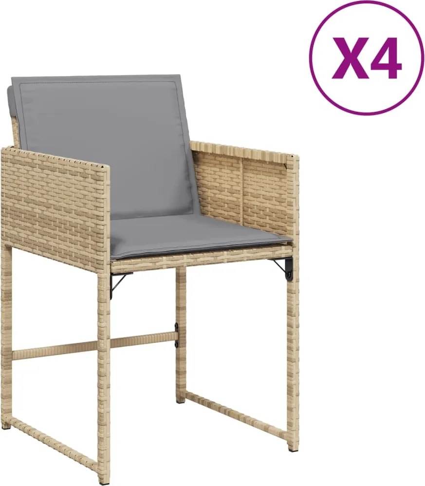 vidaXL 4 db vegyes bézs polyrattan kerti szék párnával
