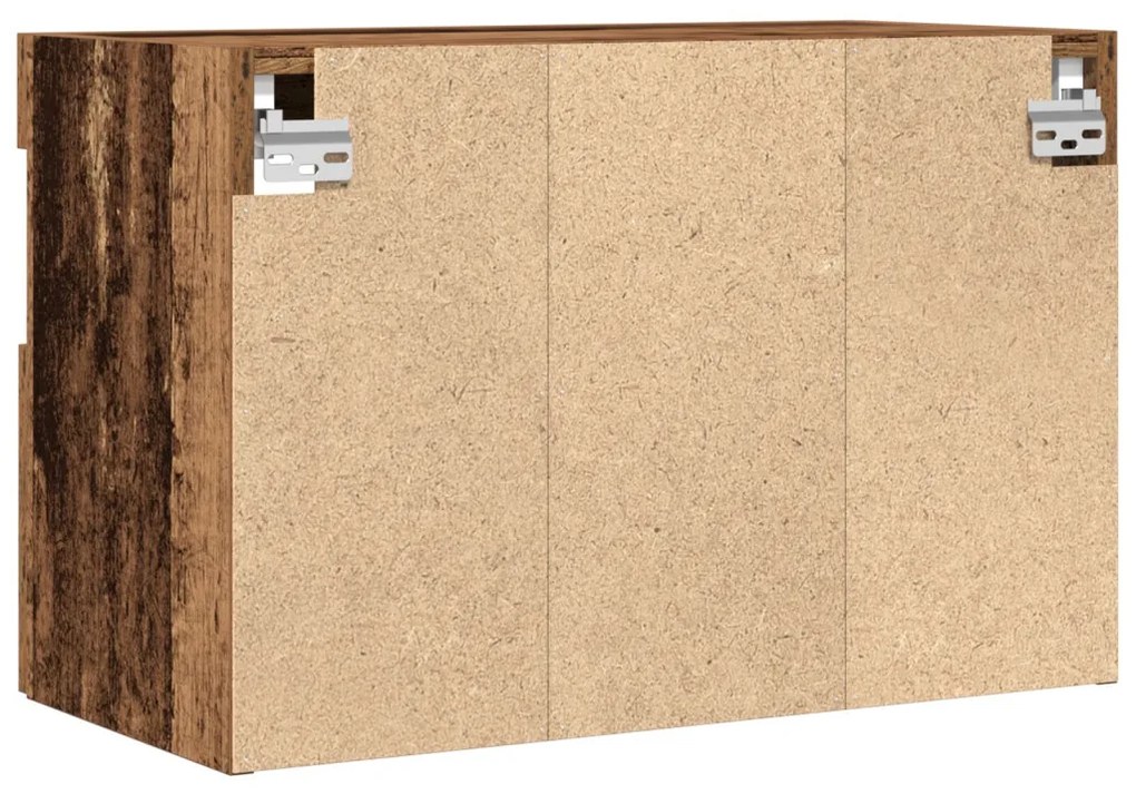 LED világítással ellátott TV faliszekrény régi fa 60x30x40 cm