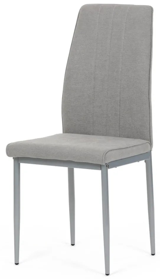 Scaun de sufragerie, tapițerie din material textil de culoarea trufei, picioare din metal gri
