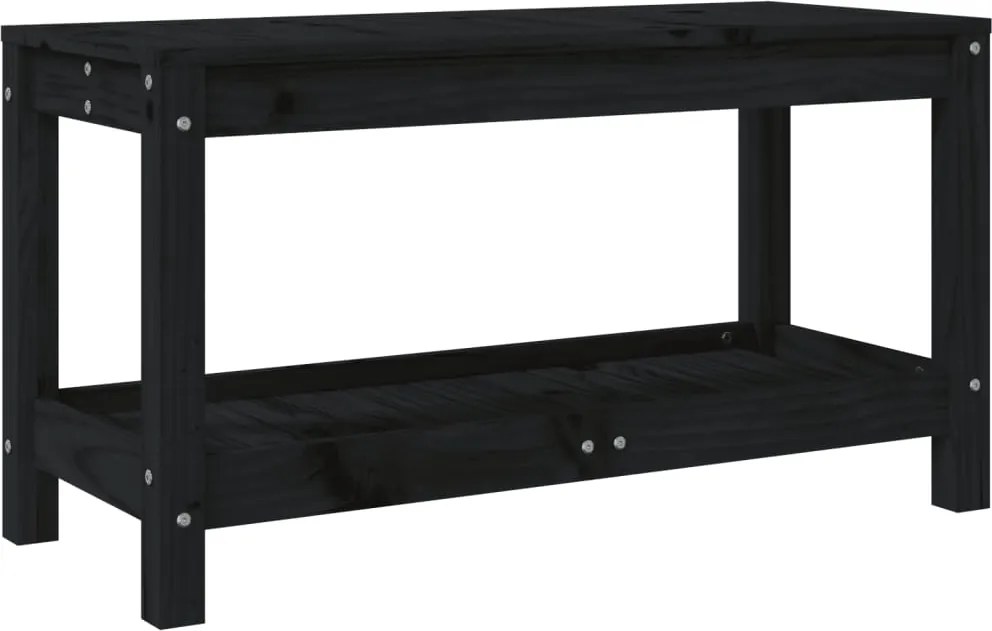 vidaXL fekete tömör fenyőfa kerti pad 82,5 x 35 x 45 cm