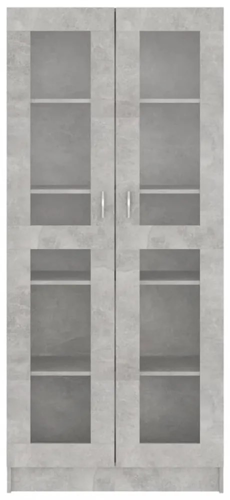 betonszürke szerelt fa vitrinszekrény 82,5 x 30,5 x 185,5 cm