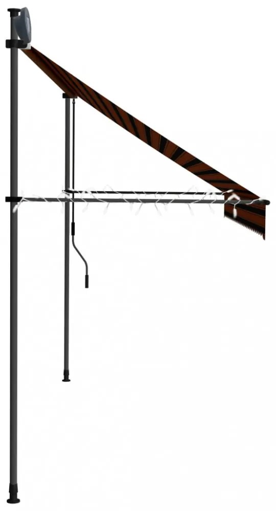 narancssárga-barna kézzel kihúzható LED-es napellenző 300 cm