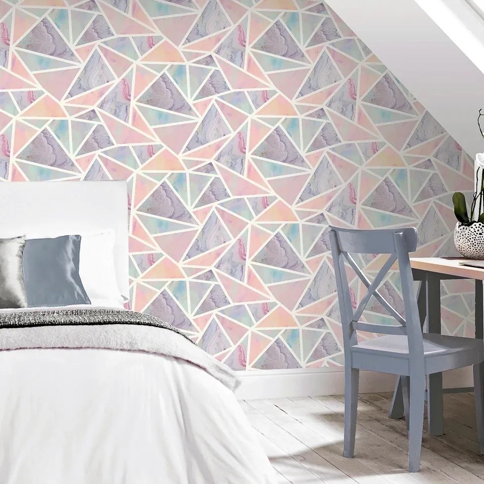 Arthouse Signature 2 Pastel Geo kék-lila geometrikus papír tapéta – 296002