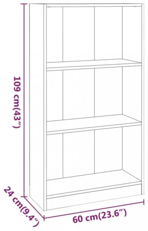 barna tölgyszínű szerelt fa könyvszekrény 60 x 24 x 109 cm